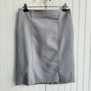 Van Heusen Strerch Extensible Pencil Skirt Knee Length Back Zip Slit Gray Sz 6